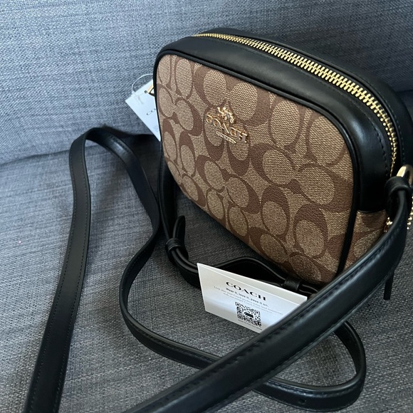NWT COACH SIGNATURE JIMIE CAMERA CROSSBODY BAG CLUTCH COATED CANVAS & LEATHER - Picture 3 of 11